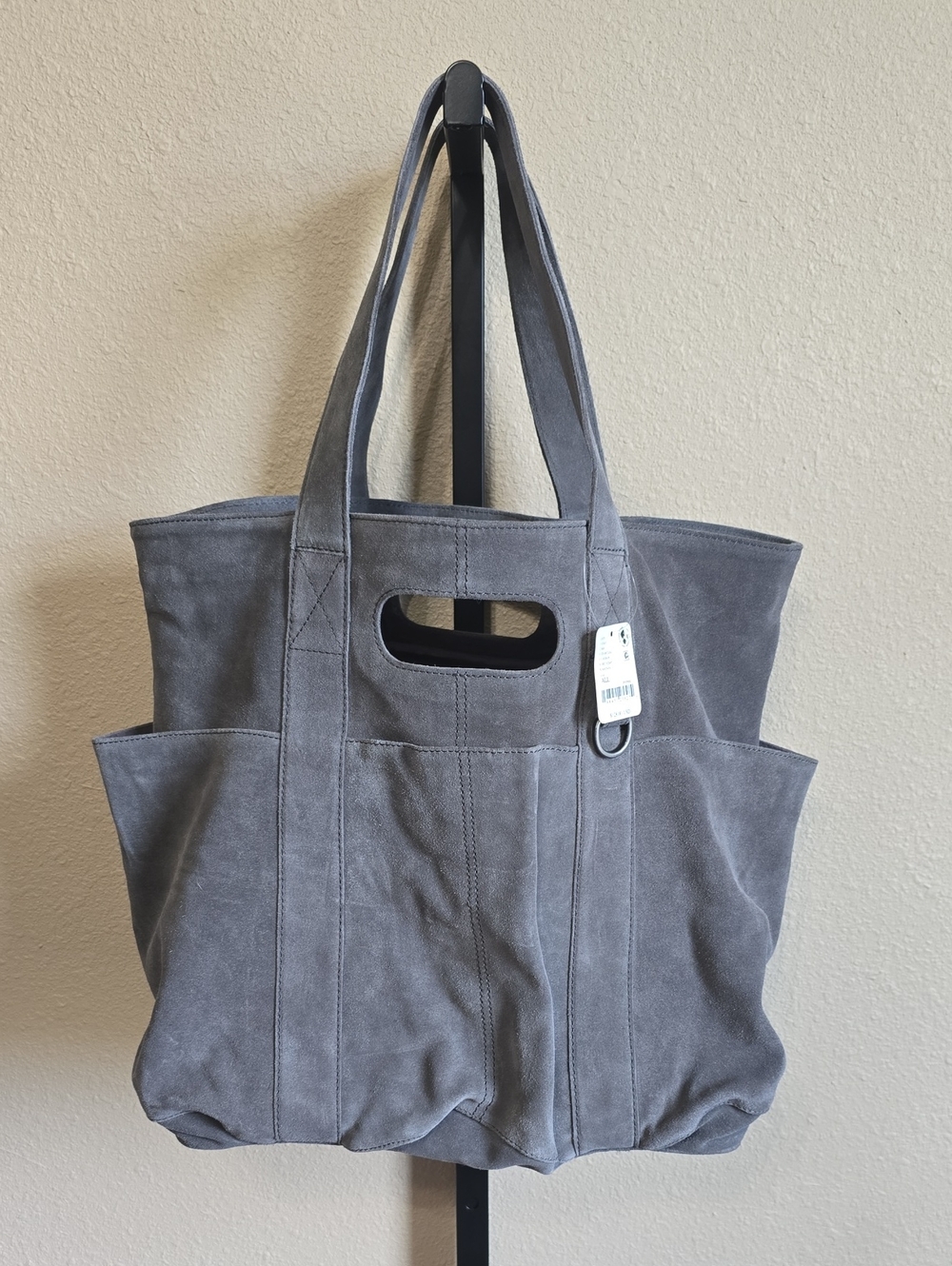 NWT Free People Suede Caravan Tote Bag. Gray